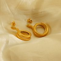 1 Pair Elegant Retro Snake Polishing Plating Stainless Steel 18K Gold Plated Ear Studs main image 2