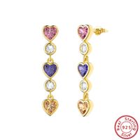 1 Pair Glam Sexy Simple Style Heart Shape Plating Inlay Sterling Silver Zircon 14k Gold Plated Rhodium Plated Silver Plated Drop Earrings main image 4