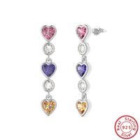 1 Pair Glam Sexy Simple Style Heart Shape Plating Inlay Sterling Silver Zircon 14k Gold Plated Rhodium Plated Silver Plated Drop Earrings main image 3