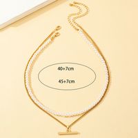 Simple Style Geometric Imitation Pearl Alloy Plating Women's Layered Necklaces main image 5