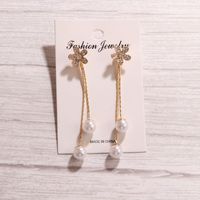 1 Pair Elegant Glam Luxurious Tassel Flower Inlay Alloy Rhinestones Pearl Drop Earrings main image 3