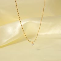 Stainless Steel 18K Gold Plated Simple Style Plating Inlay Solid Color Rhinestones Pendant Necklace main image 1