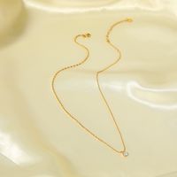 Stainless Steel 18K Gold Plated Simple Style Plating Inlay Solid Color Rhinestones Pendant Necklace main image 4