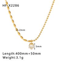 Stainless Steel 18K Gold Plated Simple Style Plating Inlay Solid Color Rhinestones Pendant Necklace sku image 1