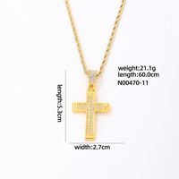 Wholesale Hip-Hop Vintage Style Rock Cross 304 Stainless Steel Copper Plating Inlay K Gold Plated Rhodium Plated Zircon Pendant Necklace sku image 1