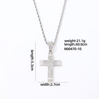 Wholesale Hip-Hop Vintage Style Rock Cross 304 Stainless Steel Copper Plating Inlay K Gold Plated Rhodium Plated Zircon Pendant Necklace sku image 2