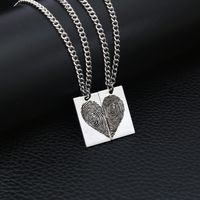 Basic Classic Style Heart Shape Stainless Steel Couple Pendant Necklace main image 5