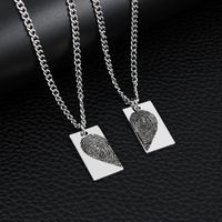 Basic Classic Style Heart Shape Stainless Steel Couple Pendant Necklace main image 4