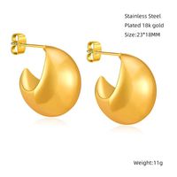 1 Pair Elegant Water Droplets Polishing Plating 304 Stainless Steel 18K Gold Plated Ear Studs sku image 2
