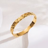 Ig Style Vintage Style Solid Color Stainless Steel Zircon 18k Gold Plated Bangle main image 2