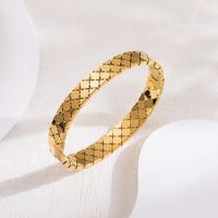 Ig Style Vintage Style Solid Color Stainless Steel Zircon 18k Gold Plated Bangle main image 3
