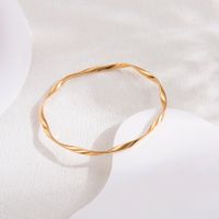 Ig Style Vintage Style Solid Color Stainless Steel Zircon 18k Gold Plated Bangle main image 5