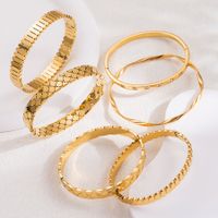 Ig Style Vintage Style Solid Color Stainless Steel Zircon 18k Gold Plated Bangle main image 6