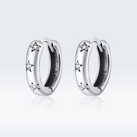 1 Pair Simple Style Round Plating Inlay Sterling Silver Zircon Silver Plated Hoop Earrings main image 1