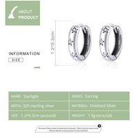 1 Pair Simple Style Round Plating Inlay Sterling Silver Zircon Silver Plated Hoop Earrings main image 2