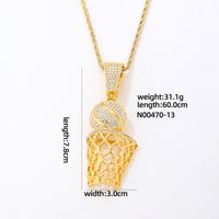 De Gros Hip Hop Style Vintage Roche Basket-Ball Acier Inoxydable 304 Le Cuivre Placage Incruster Zircon Pendentif sku image 1