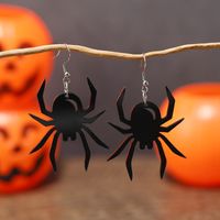 1 Pair Exaggerated Funny Heart Shape Spider Skull Hollow Out Arylic Drop Earrings main image 4
