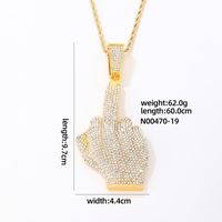 Wholesale Hip-Hop Vintage Style Rock Gesture 304 Stainless Steel Plating Inlay K Gold Plated Rhodium Plated Zircon Pendant Necklace sku image 1