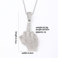 Wholesale Hip-Hop Vintage Style Rock Gesture 304 Stainless Steel Plating Inlay K Gold Plated Rhodium Plated Zircon Pendant Necklace sku image 2