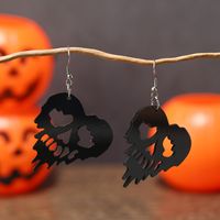 1 Pair Exaggerated Funny Heart Shape Spider Skull Hollow Out Arylic Drop Earrings main image 2