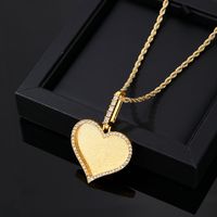 Wholesale Hip-Hop Vintage Style Rock Heart Shape 304 Stainless Steel Copper Plating Inlay K Gold Plated Rhodium Plated Zircon Pendant Necklace main image 3