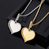 Wholesale Hip-Hop Vintage Style Rock Heart Shape 304 Stainless Steel Copper Plating Inlay K Gold Plated Rhodium Plated Zircon Pendant Necklace main image 1