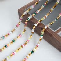 Vacation Modern Style Roman Style Multicolor Natural Stone Beaded Knitting Plating 18k Gold Plated Women's Necklace main image 1