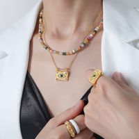 Vacation Modern Style Roman Style Multicolor Natural Stone Beaded Knitting Plating 18k Gold Plated Women's Necklace main image 3