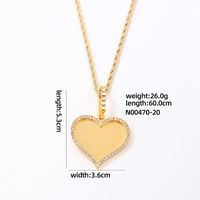 Wholesale Hip-Hop Vintage Style Rock Heart Shape 304 Stainless Steel Copper Plating Inlay K Gold Plated Rhodium Plated Zircon Pendant Necklace sku image 2