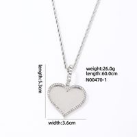 Wholesale Hip-Hop Vintage Style Rock Heart Shape 304 Stainless Steel Copper Plating Inlay K Gold Plated Rhodium Plated Zircon Pendant Necklace sku image 2