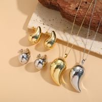 Süß Einfacher Stil Pendeln Wassertropfen Kupfer Überzug Aushöhlen 14 Karat Vergoldet Weißgold Plattiert Ohrringe Halskette main image 6