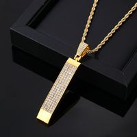 Wholesale Hip-Hop Vintage Style Rock Rectangle 304 Stainless Steel Copper Plating Inlay K Gold Plated Rhodium Plated Zircon Pendant Necklace main image 3