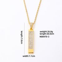 Wholesale Hip-Hop Vintage Style Rock Rectangle 304 Stainless Steel Copper Plating Inlay K Gold Plated Rhodium Plated Zircon Pendant Necklace sku image 1