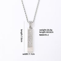 Wholesale Hip-Hop Vintage Style Rock Rectangle 304 Stainless Steel Copper Plating Inlay K Gold Plated Rhodium Plated Zircon Pendant Necklace sku image 2