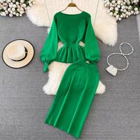 Casual Outdoor Daily Women's Elegant Romantic Solid Color Chiffon Elastic Waist Skirt Sets Skirt Sets main image 9