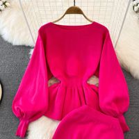 Casual Outdoor Daily Women's Elegant Romantic Solid Color Chiffon Elastic Waist Skirt Sets Skirt Sets main image 2