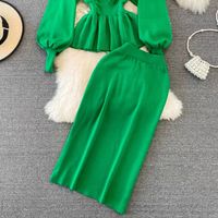 Casual Outdoor Daily Women's Elegant Romantic Solid Color Chiffon Elastic Waist Skirt Sets Skirt Sets main image 4
