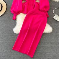 Casual Outdoor Daily Women's Elegant Romantic Solid Color Chiffon Elastic Waist Skirt Sets Skirt Sets main image 5