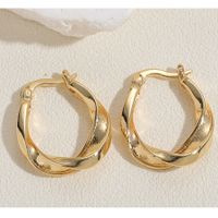 1 Pair Simple Style Twist Plating Copper 14k Gold Plated Hoop Earrings Drop Earrings main image 5