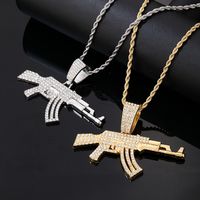 Europäische Und Amerikanische Coole Übertriebene Punk Hip Hop Rap Wear Pistole Anhänger Halskette Trendy Herren Nachtclub Kubanische Kette main image 4