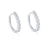 1 Pair Elegant Round Plating Inlay Sterling Silver Zircon Earrings sku image 1