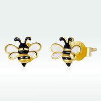 1 Pair Cute Pastoral Bee Sterling Silver Ear Studs main image 1