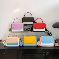 Women's Small Pu Leather Color Block Basic Streetwear Square Magnetic Buckle Shoulder Bag Handbag Crossbody Bag main image 1