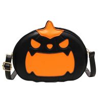 Women's Small Autumn Pu Leather Pumpkin Streetwear Round Zipper Shoulder Bag sku image 1