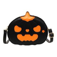 Women's Small Autumn Pu Leather Pumpkin Streetwear Round Zipper Shoulder Bag sku image 2