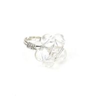 Tiktok New Handmade Winding Natural Crystal Stone Round Beads Flower Ring Adjustable Opening Ring R21 sku image 9
