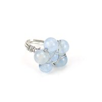 Tiktok New Handmade Winding Natural Crystal Stone Round Beads Flower Ring Adjustable Opening Ring R21 sku image 6