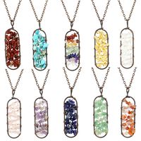 New Vintage Hand-wound Silk Colorful Crystal Gravel Amethyst Agate Arc Pendant Necklace N689 sku image 7