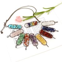 New Vintage Hand-wound Silk Colorful Crystal Gravel Amethyst Agate Arc Pendant Necklace N689 main image 4