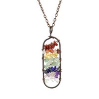 New Vintage Hand-wound Silk Colorful Crystal Gravel Amethyst Agate Arc Pendant Necklace N689 sku image 1